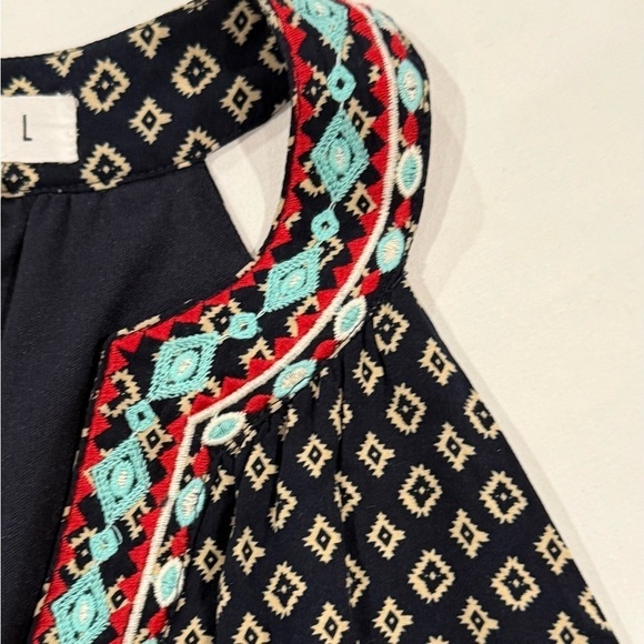 THML Dress Anthropologie Embroidered Sleeveless Dress Blue White Red Size Small - Picture 5 of 12